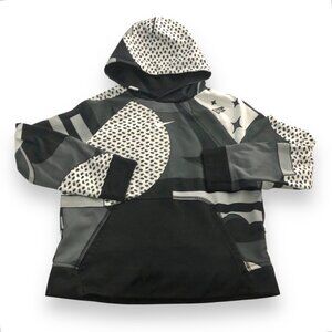 Boys Nike Pullover Hoodie Top - Black / White Graphic Print - Size Medium